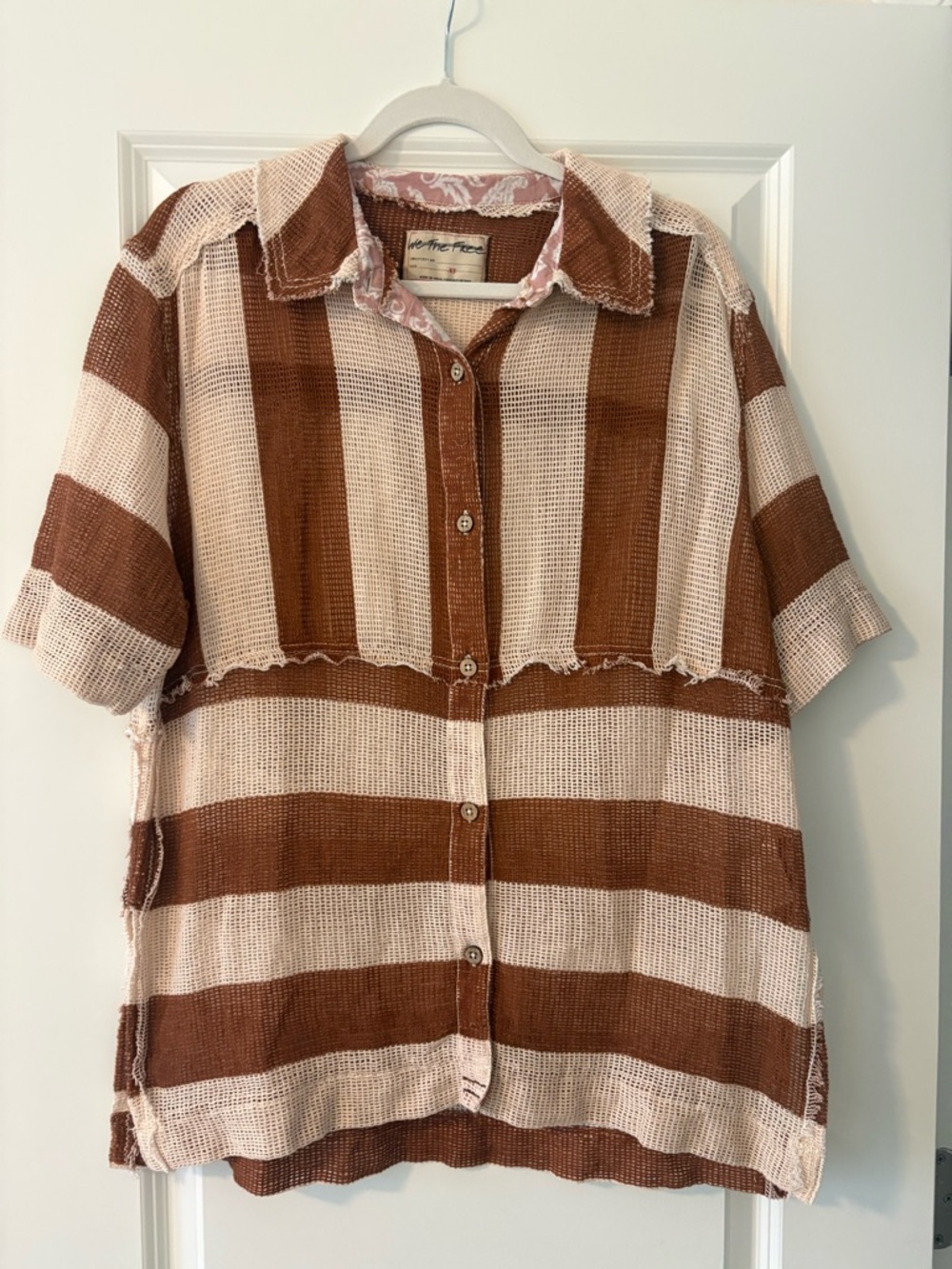 We The Free Striped Knit Top in Brown & Cream